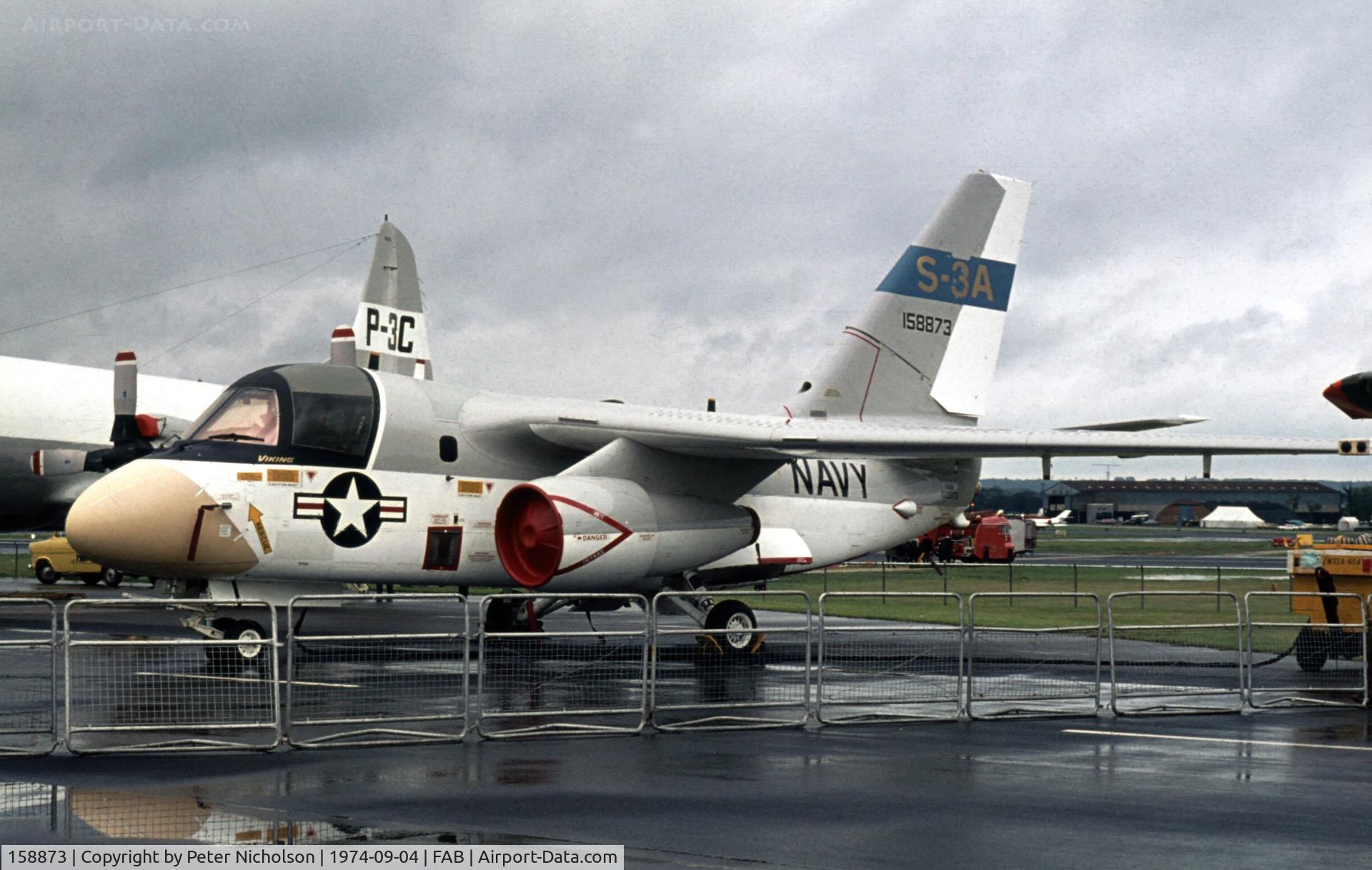 158873, Lockheed S-3A Viking C/N 394A-1021, S-3A Viking on display at the 1974 Farnborough Airshow.