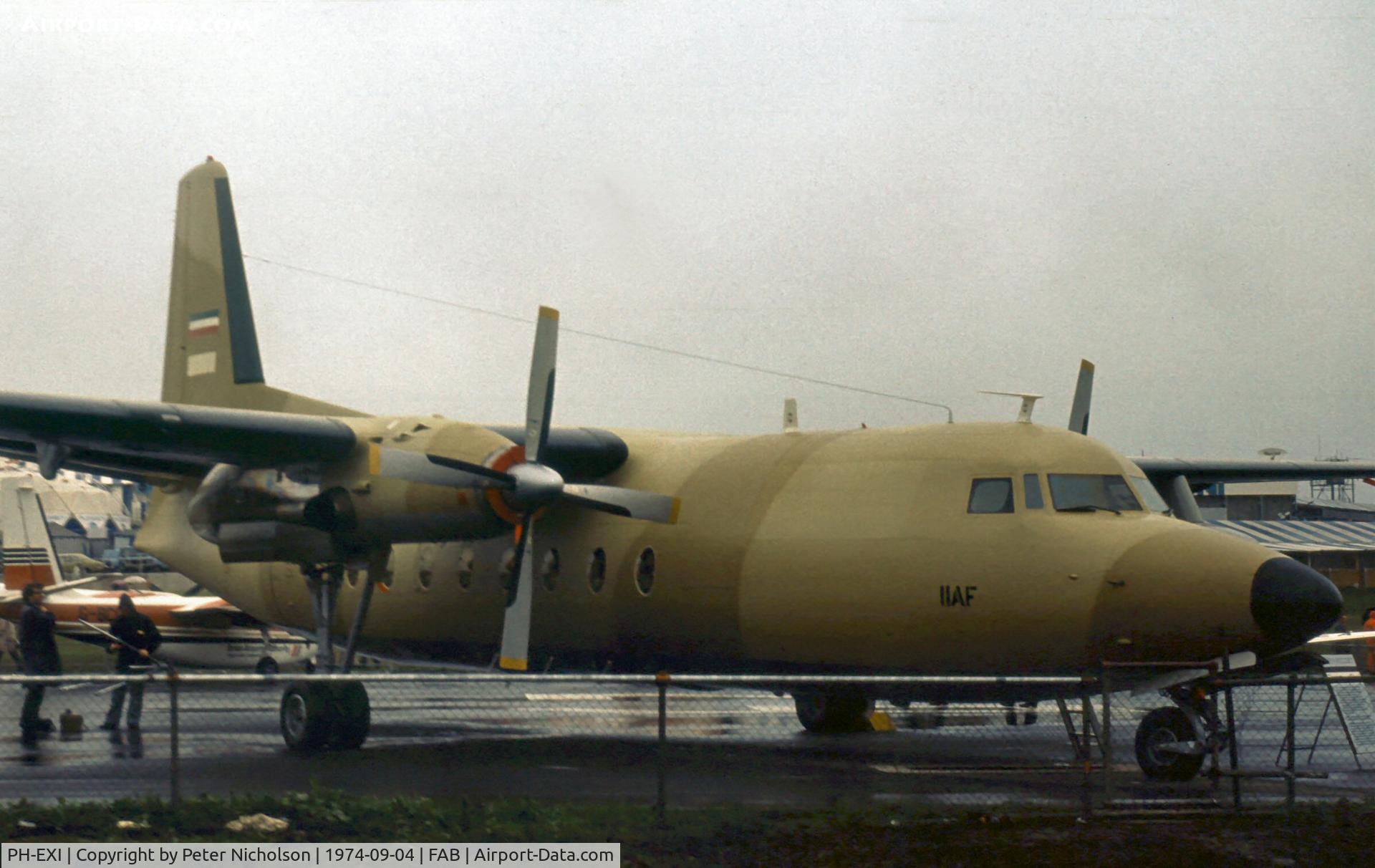 PH-EXI, 1974 Fokker F-27-400M Friendship C/N 10502, This F27 Friendship was delivered as serial 5-218 to the Imperial Iranian Air Force after display at the 1974 Farnborough Airshow.