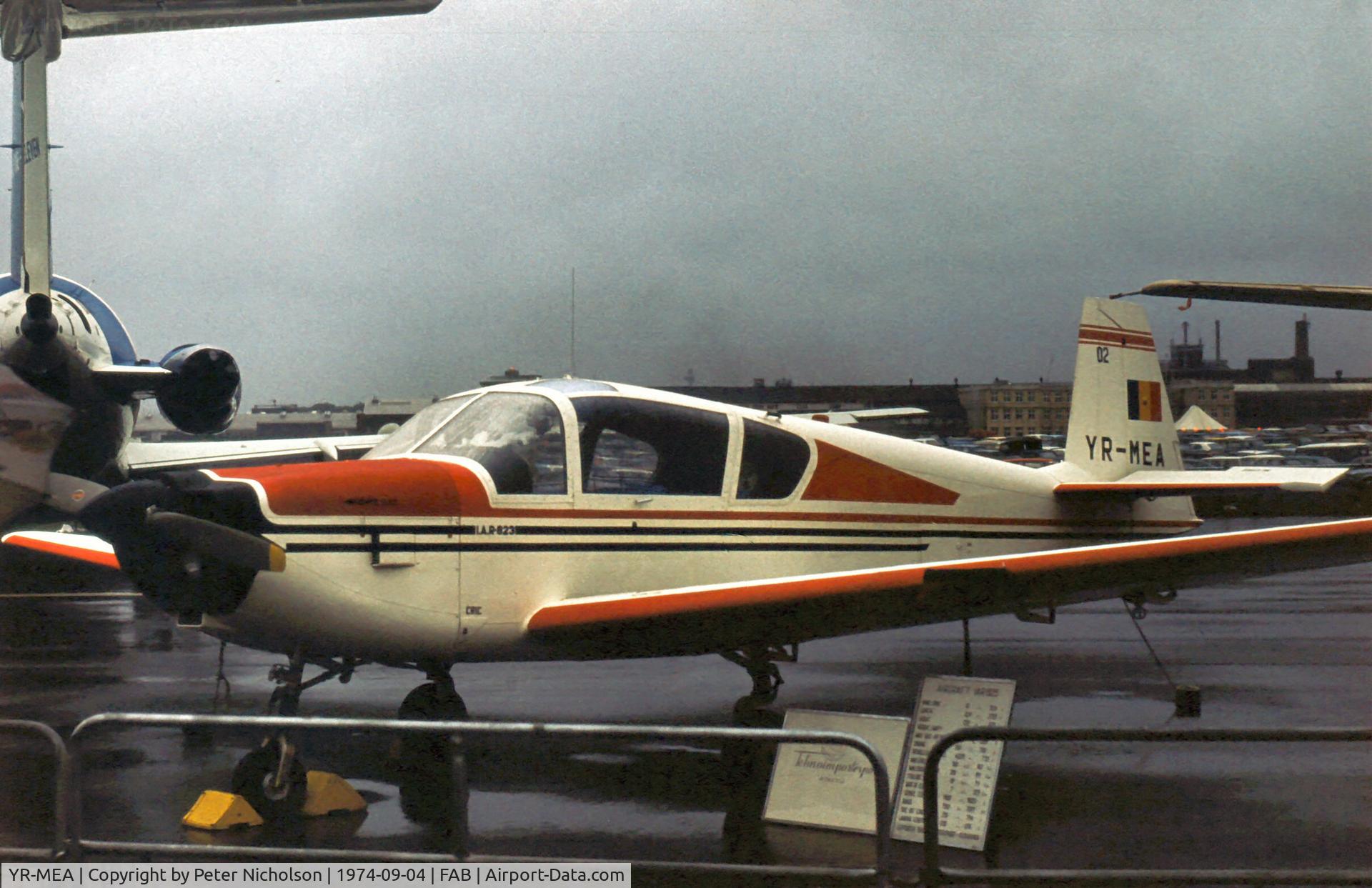 YR-MEA, 1974 IAR IAR-823 C/N 02, The second prototype Romanian IAR-823 was displayed at the 1974 Farnborough Airshow.