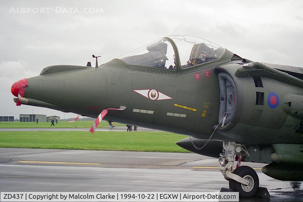 ZD437, British Aerospace Harrier GR.7 C/N P49, British Aerospace Harrier GR7. Flown by No 1 Sqn based at RAF Wittering and seen at RAF Waddington's Photocall 94.