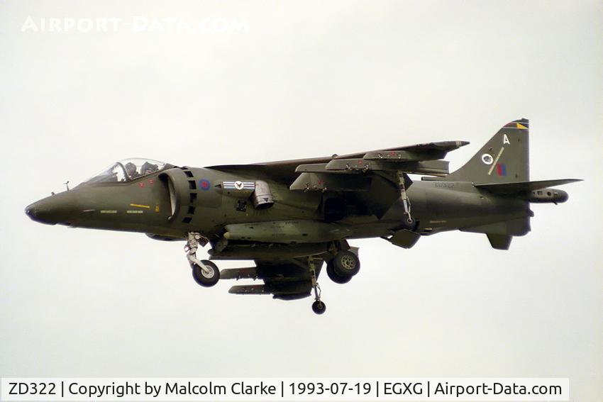 ZD322, British Aerospace Harrier GR.7 C/N 512072/P3, British Aerospace Harrier GR7 at RAF Church Fenton's SSAFA Air Display in 1993.