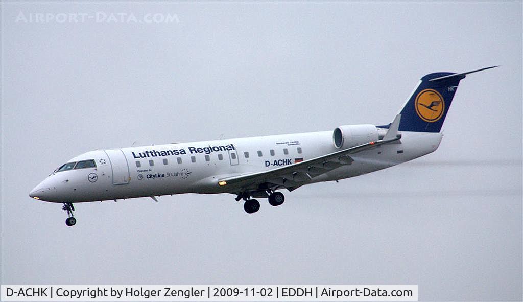 D-ACHK, 2000 Canadair CRJ-200LR (CL-600-2B19) C/N 7499, Seems to be an unusual way to get down.