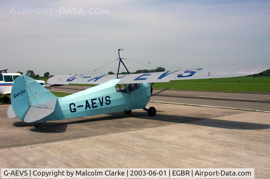 G-AEVS, 1937 Aeronca 100 C/N AB114, Aeronca 100 at Breighton Airfield.