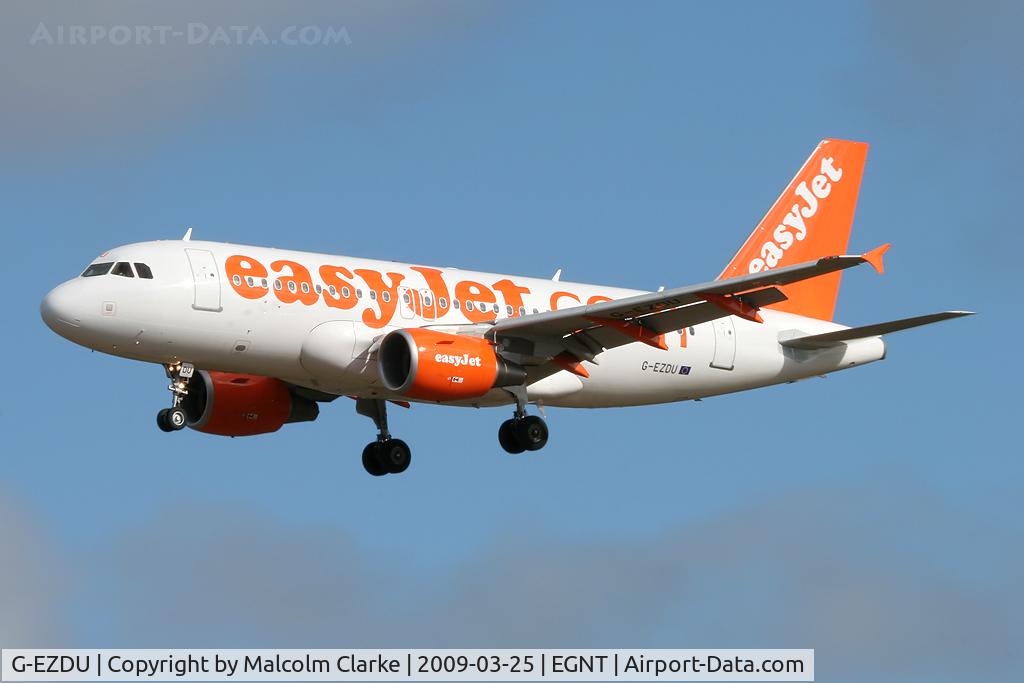G-EZDU, 2008 Airbus A319-111 C/N 3735, Airbus A319-111 at Newcastle Airport, UK.