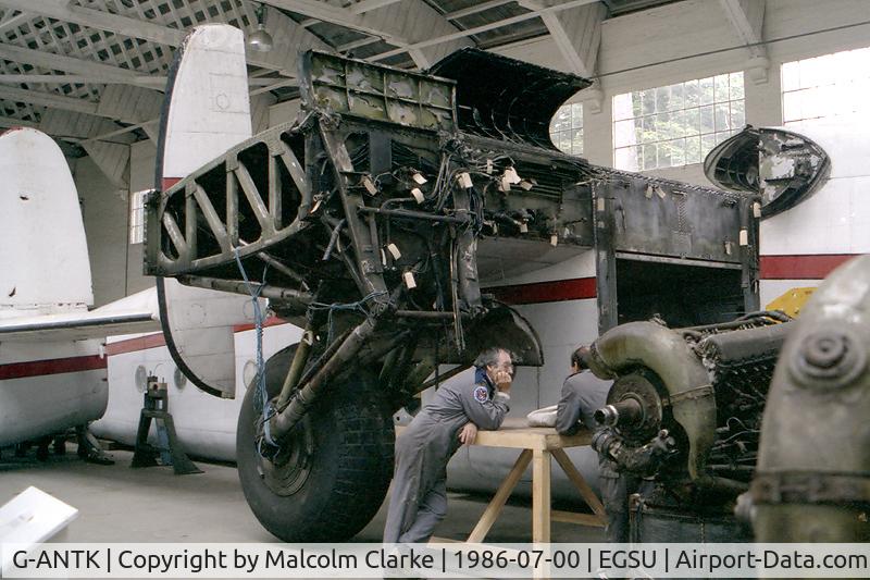 G-ANTK, 1946 Avro 685 YORK C1 C/N MW232, Avro 685 York C1. Under renovation at the Imperial War Museum, Duxford in 1986.