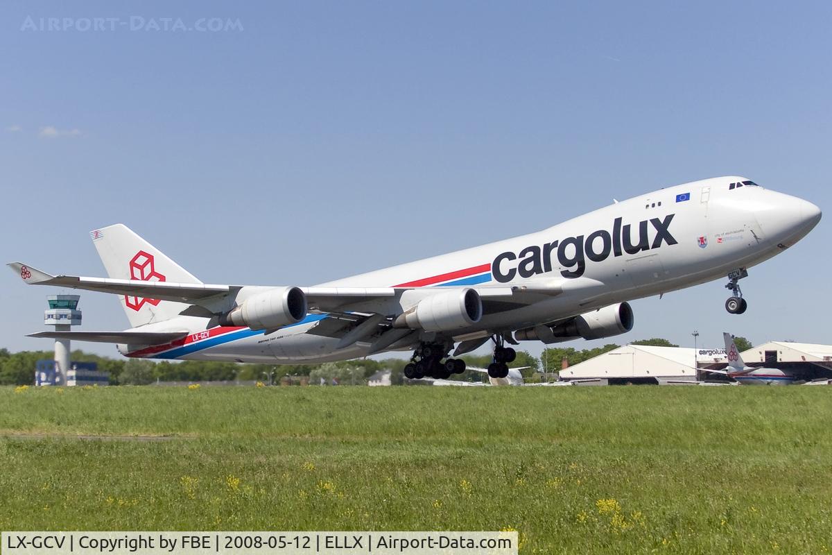 LX-GCV, 1993 Boeing 747-4R7F C/N 25867, departing Luxemburg via RW06