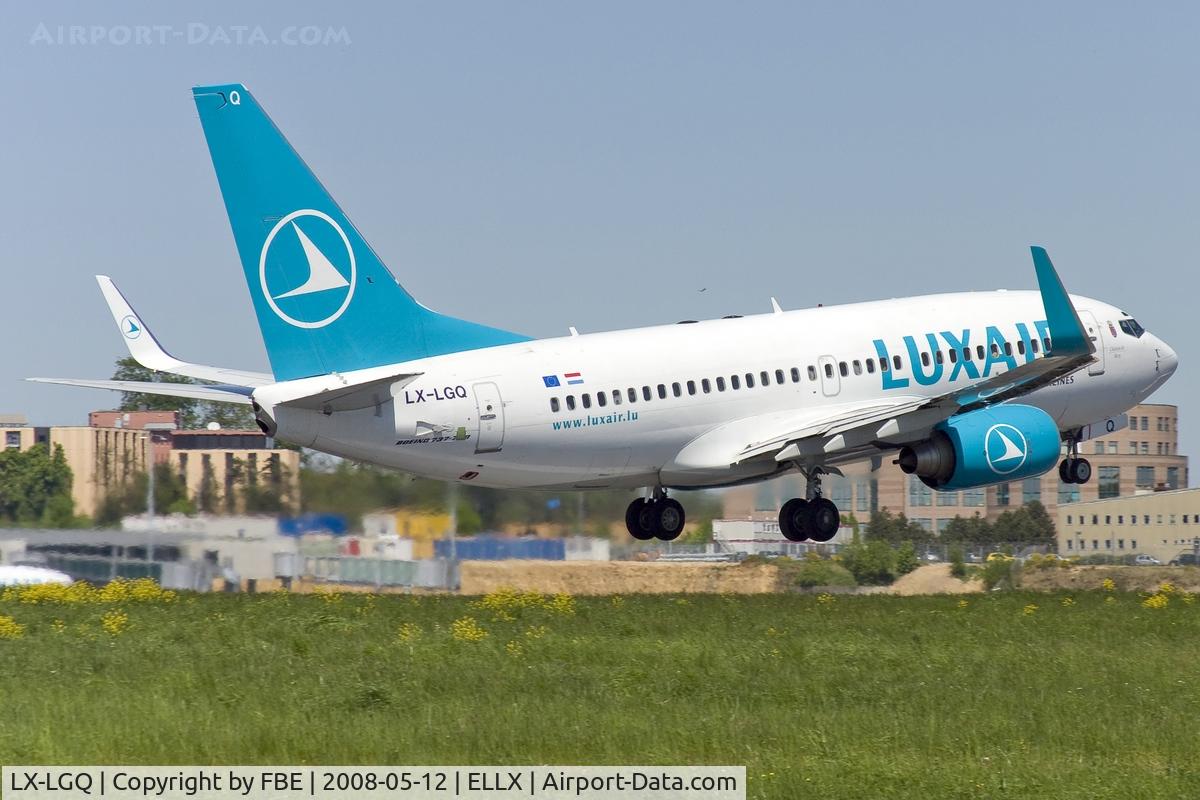 LX-LGQ, 2004 Boeing 737-7C9 C/N 33802, departing Luxemburg via RW06