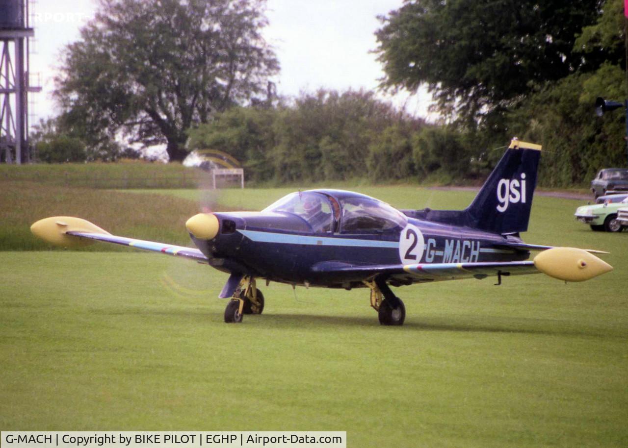 G-MACH, 1968 SIAI-Marchetti F-260 C/N 114, POPHAM 1985. A/C STILL OWNED BY CHEYNE MOTORS AND BASED AT OLD SARUM