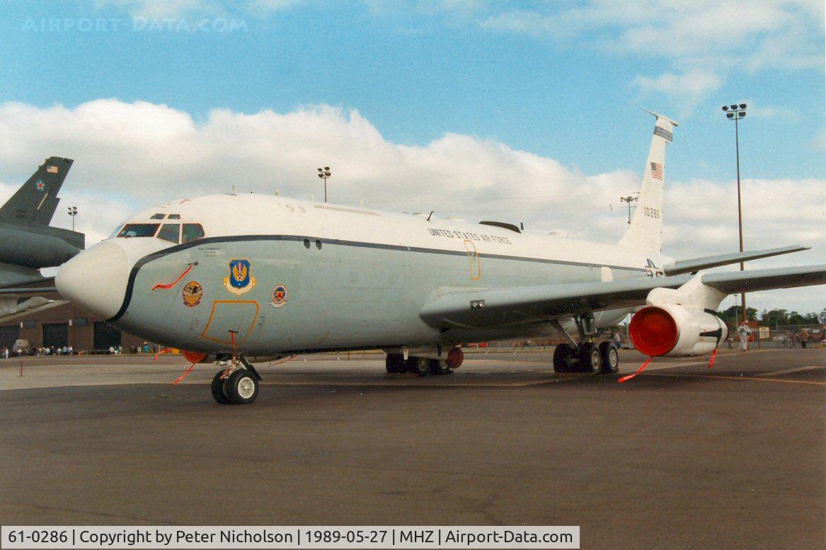 61-0286, 1961 Boeing EC-135H Stratotanker C/N 18193, Another view of the EC-135H airborne command post based at RAF Mildenhall and displayed at the 1989 Mildenhall Air Fete.