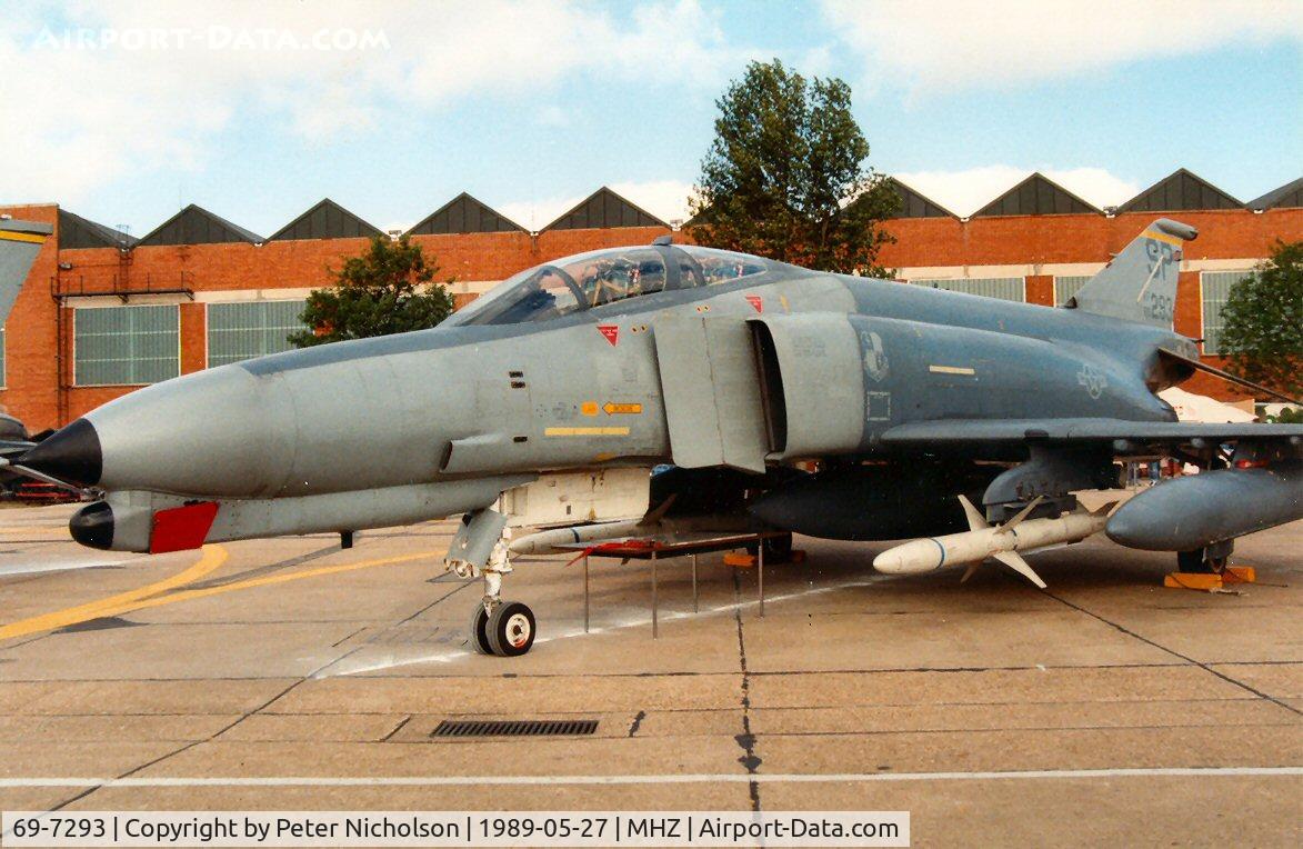 69-7293, 1969 McDonnell Douglas F-4G Phantom II C/N 3972, F-4G Phantom of the 81st Tactical Fighter Squadron/52nd Tactical Fighter Wing on display at the 1989 Mildenhall Air Fete.