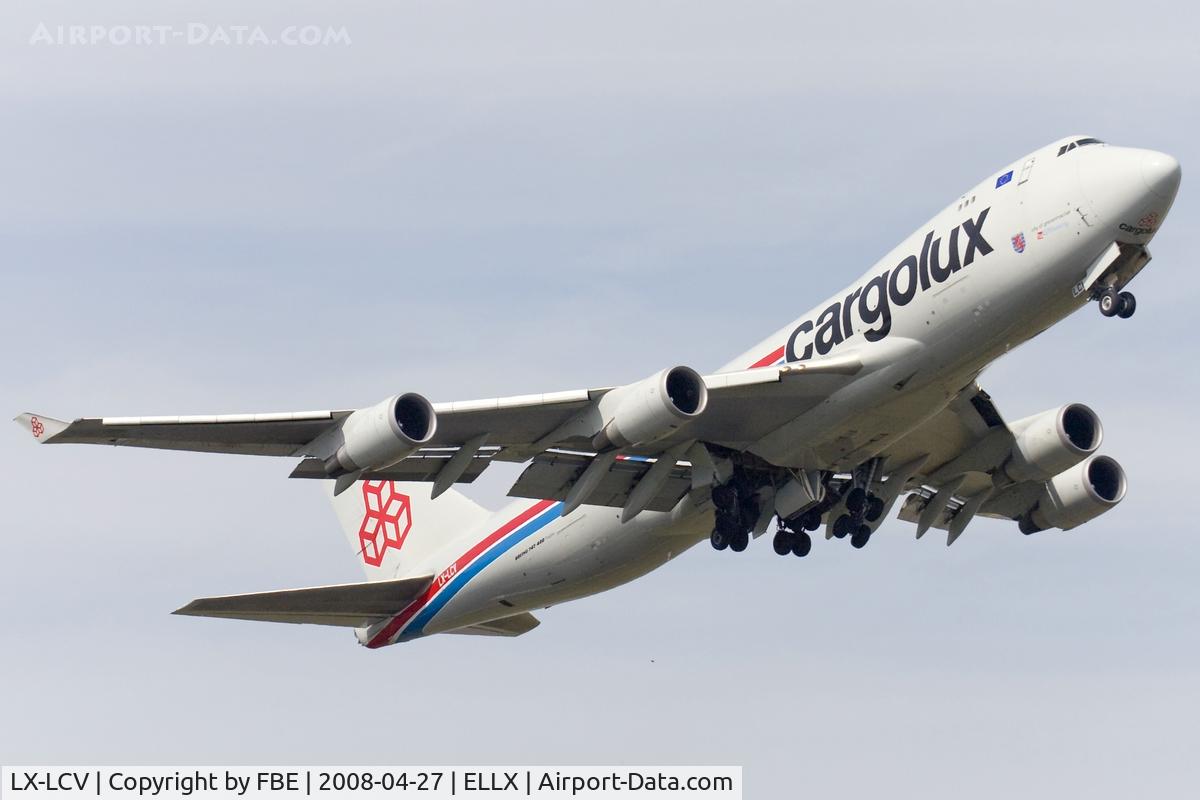 LX-LCV, 1997 Boeing 747-4R7F/SCD C/N 29053, departing Luxemburg via RW06