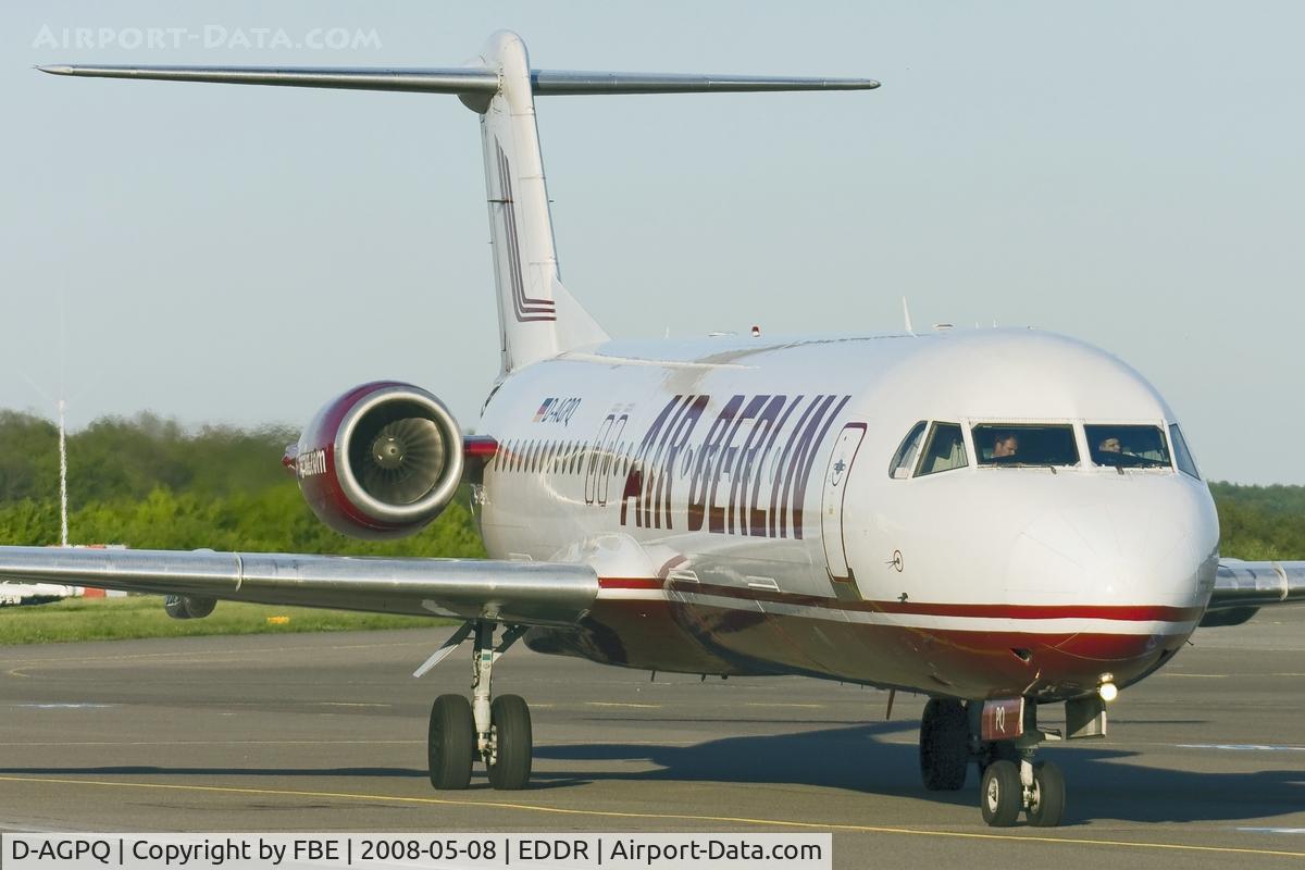 D-AGPQ, 1991 Fokker 100 (F-28-0100) C/N 11338, taxying to the active