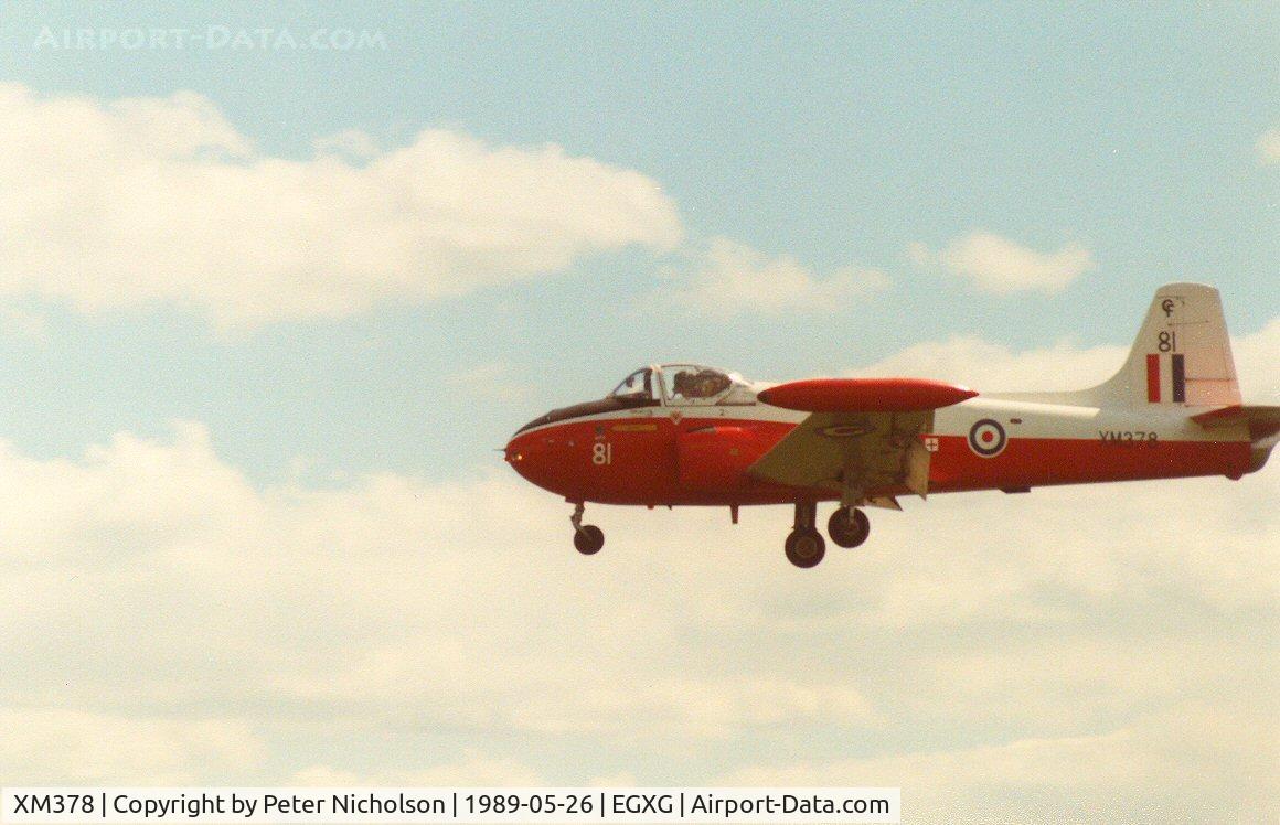 XM378, 1960 Hunting P-84 Jet Provost T.3A C/N PAC/W/6605, Jet Provost T.3A of 7 Flying Training School at Church Fenton in May 1989.