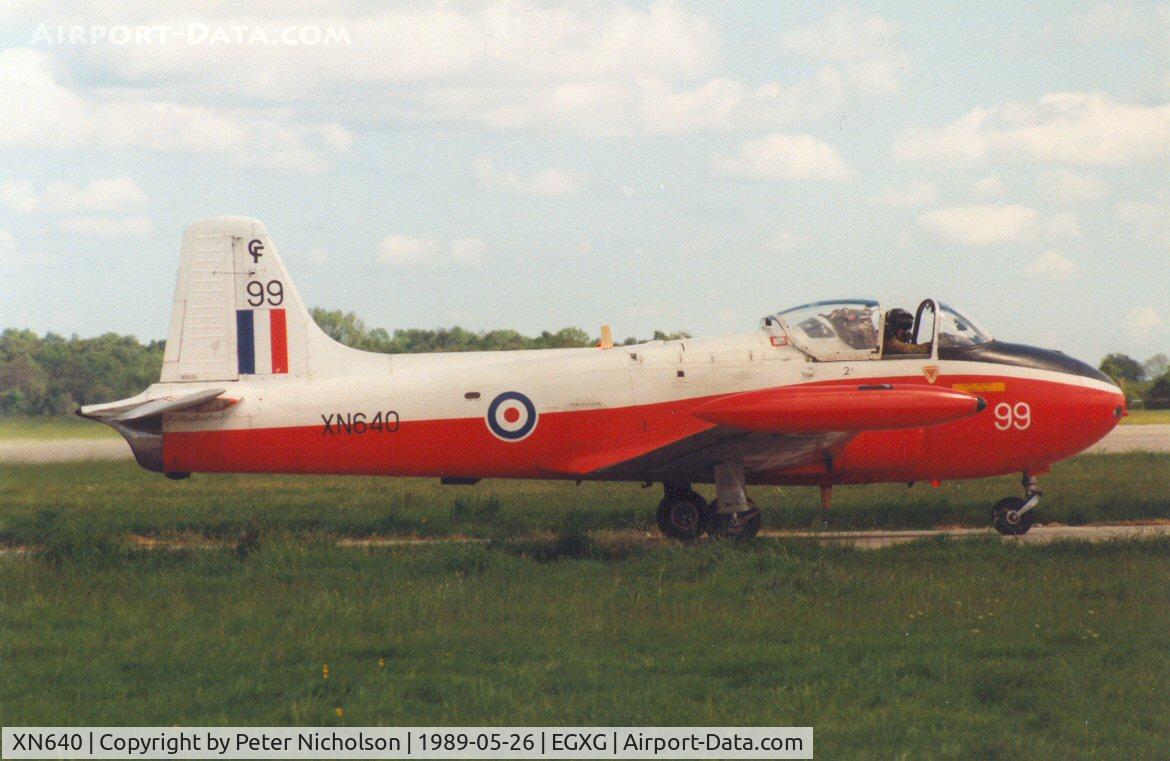XN640, 1962 Hunting P-84 Jet Provost T.3A C/N PAC/W/14147, Jet Provost T.3A of 7 Flying Training School at Church Fenton in May 1989.