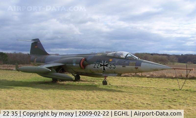 22 35, Lockheed F-104G Starfighter C/N 683-7113, F104G Starfighter in SWWAPS museum at Lasham