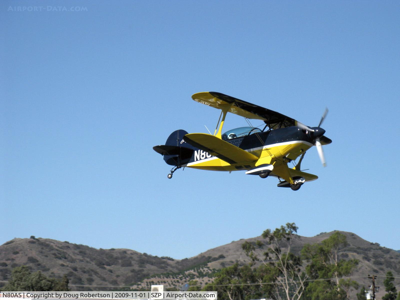 N80AS, 1992 Pitts S-2B Special C/N 5244, 1992 Pitts Aerobatics S-2B, Lycoming AEIO-540, three-blade MT prop, CP Aviation's advanced aerobatics dual trainer, landing Rwy 04
