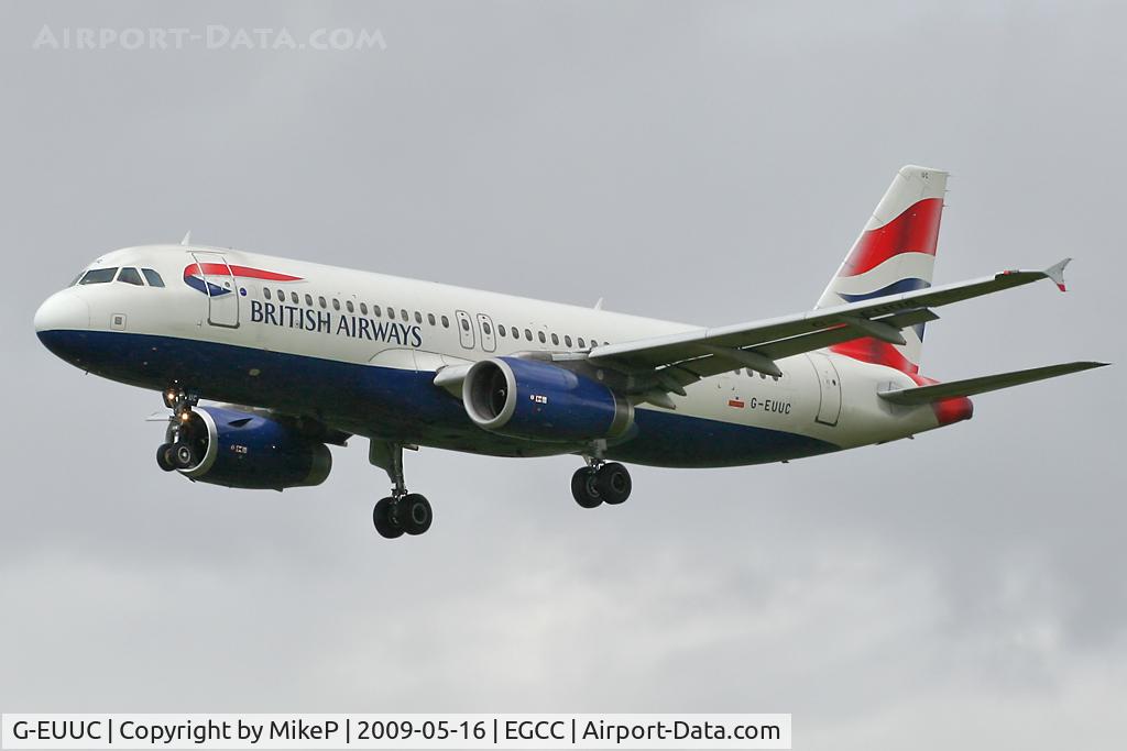 G-EUUC, 2001 Airbus A320-232 C/N 1696, Final approach for Runway 23R.