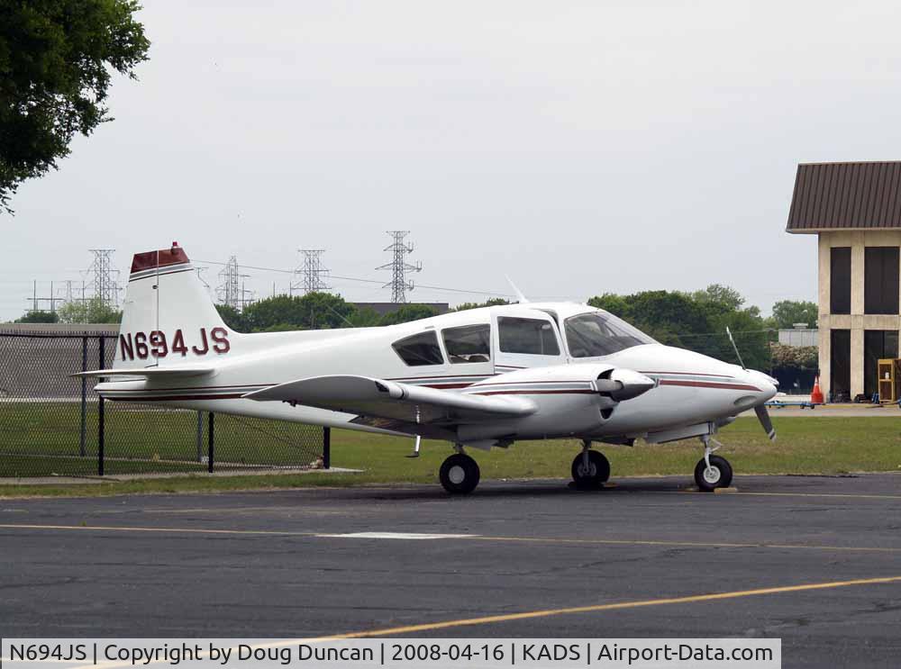 N694JS, Piper PA-23-160 Apache C/N 23-1571, A modernized 1959 Apache, with clipped vertical stabilizer, cambered wingtips, and a nose job