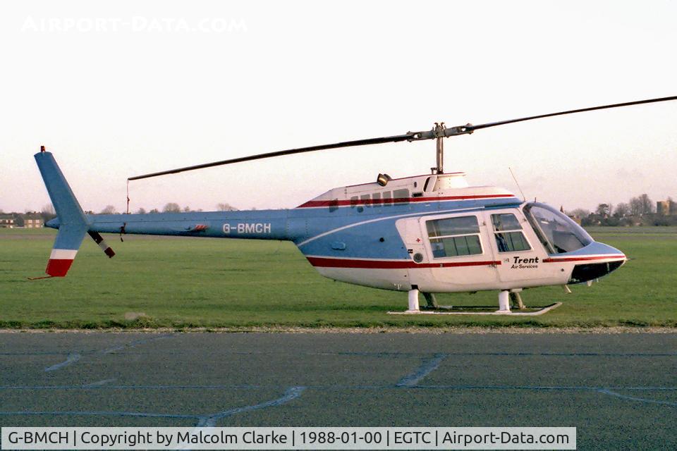 G-BMCH, 1977 Agusta AB-206B JetRanger II C/N 8534, Agusta Bell 206B JetRanger ll at Cranfield Airport, UK in 1988.