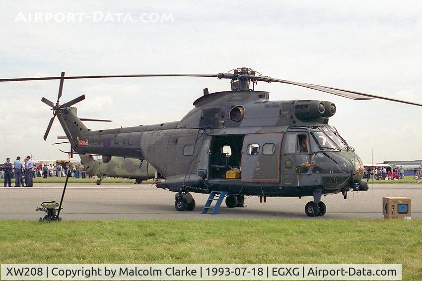 XW208, 1971 Westland Puma HC.1 C/N 1095, Westland SA-330E Puma HC1 . Flown by RAF No 33 Sqn based at Aldergrove and seen in the static at the 1993 SSAFA Air Display held at RAF Church Fenton.