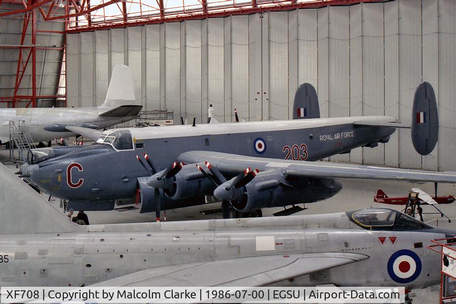 XF708, Avro 716 Shackleton MR.3/3 C/N Not found XF708, Avro Shackleton MR3/3 at The Imperial War Museum, Duxford in 1986.