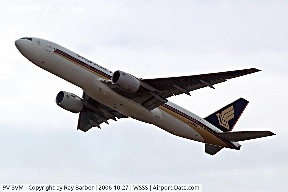 9V-SVM, 2003 Boeing 777-212/ER C/N 30874, Boeing 777-212ER [30874] (Singapore Airlines) Changi~9V 27/10/2006. Seen departing picture taken through glass of terminal.