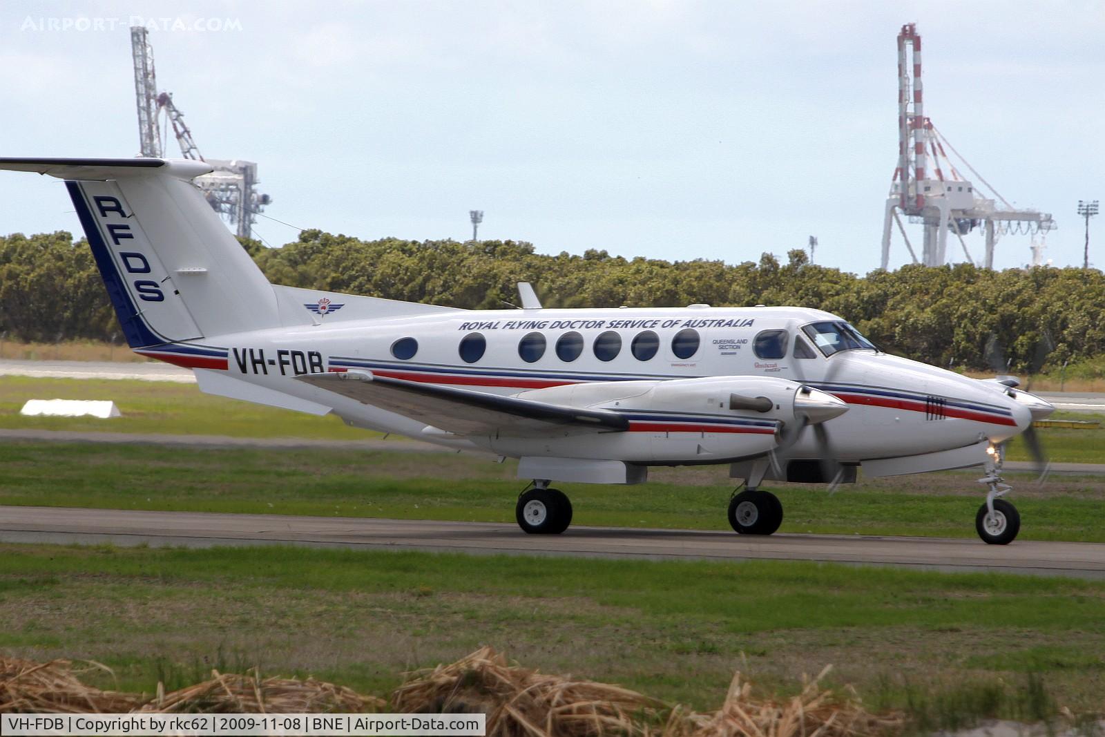 VH-FDB, 1981 Beech 200C Super King Air C/N BL-26, Royal Flying Doctor taxiing in Brisbane