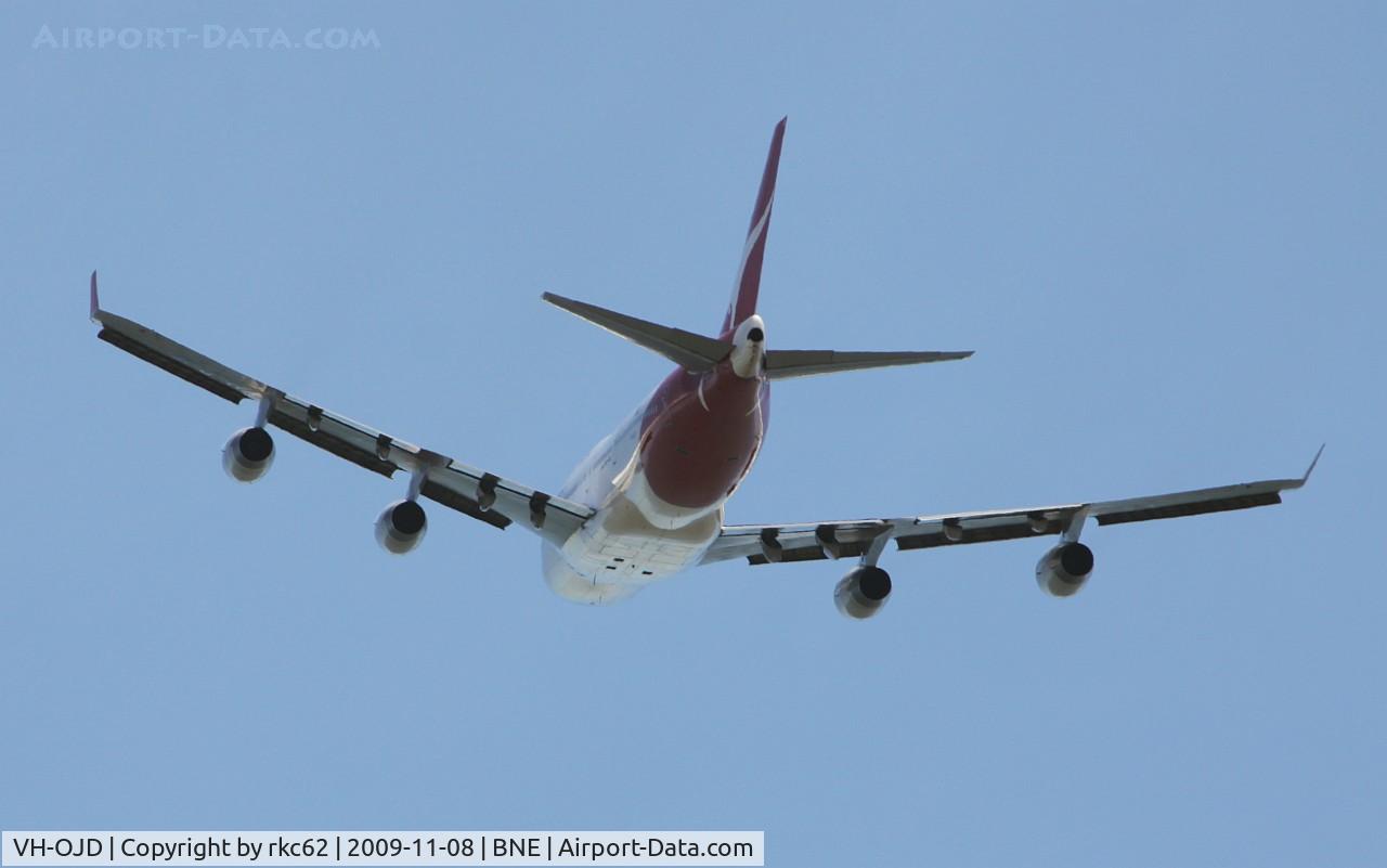 VH-OJD, 1989 Boeing 747-438 C/N 24481, Tail view of Qantas 747