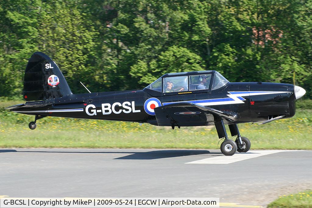 G-BCSL, 1951 De Havilland DHC-1 Chipmunk 22 C/N C1/0524, Take-off roll .. looks like 'Junior' has spotted the photographer !