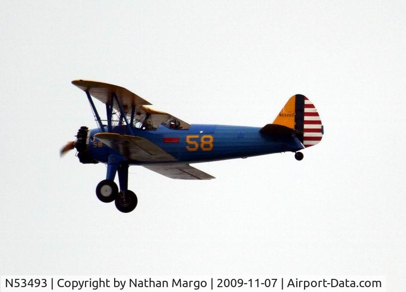 N53493, 1941 Boeing PT-17 Kaydet (A75N1) C/N 75-1480, Caught him flying along Sunset Cliffs, San Diego, CA