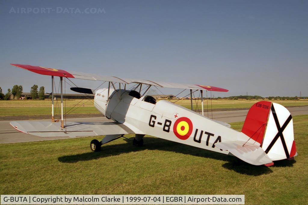 G-BUTA, 1957 CASA 1-131E Jungmann C/N 1101/A, CASA 1-131E Jungmann.  In a Spanish Air Force colour scheme and carrying it's previous ID E3B-336 on the tail.
