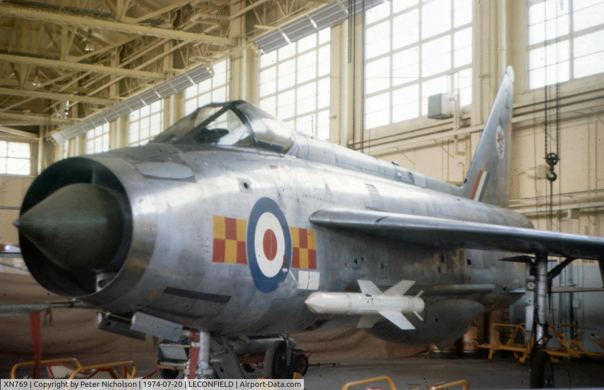 XN769, 1962 English Electric Lightning F.2 C/N 95122, One of the few Lightning F.2's not converted to F.2A, this Lightning of 92 Squadron was seen at the 1974 RAF Leconfield Open Day.