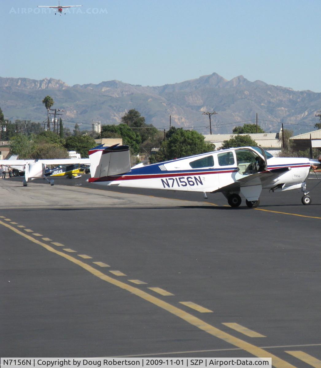 N7156N, 1968 Beech V35A Bonanza C/N D-8687, 1968 Beech V35A BONANZA, Continental IO-520-B 285 Hp, rollback to transient parking