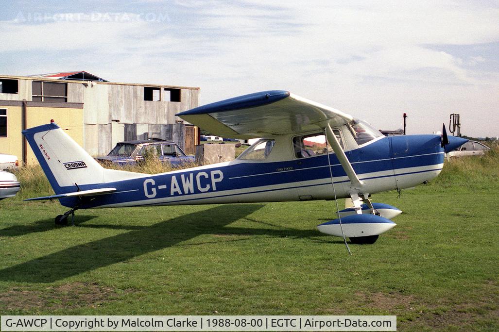 G-AWCP, 1968 Reims F150H C/N 0354, Reims Cessna F150H at Cranfield Airport, UK in 1988.