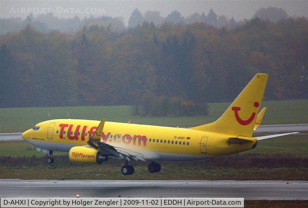 D-AHXI, 2008 Boeing 737-7K5 C/N 35141, From sunny beaches straight to rainy Hamburg