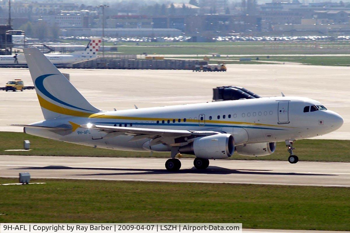 9H-AFL, 2008 Airbus ACJ318 (A318-112/CJ) C/N 3363, Airbus A318-112CJ [3363] (Comlux Aviation Malta) Zurich~HB 07/04/2009. Seen departing .