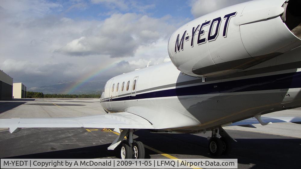M-YEDT, Gulfstream Aerospace G100 C/N 141, M-YEDT with rainbow in background