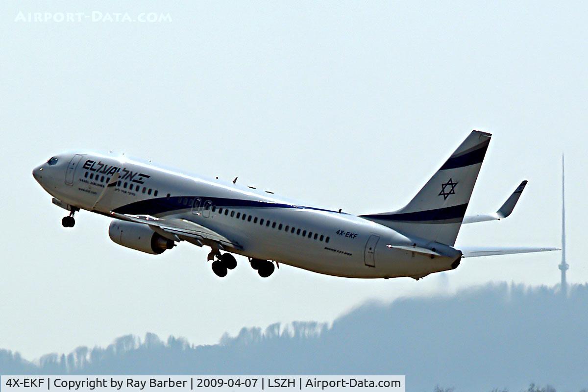 4X-EKF, 2008 Boeing 737-8HX C/N 29638, Boeing 737-8HX [29638] (El Al Israel Airlines) Zurich~HB 07/04/2009. Seen departing.