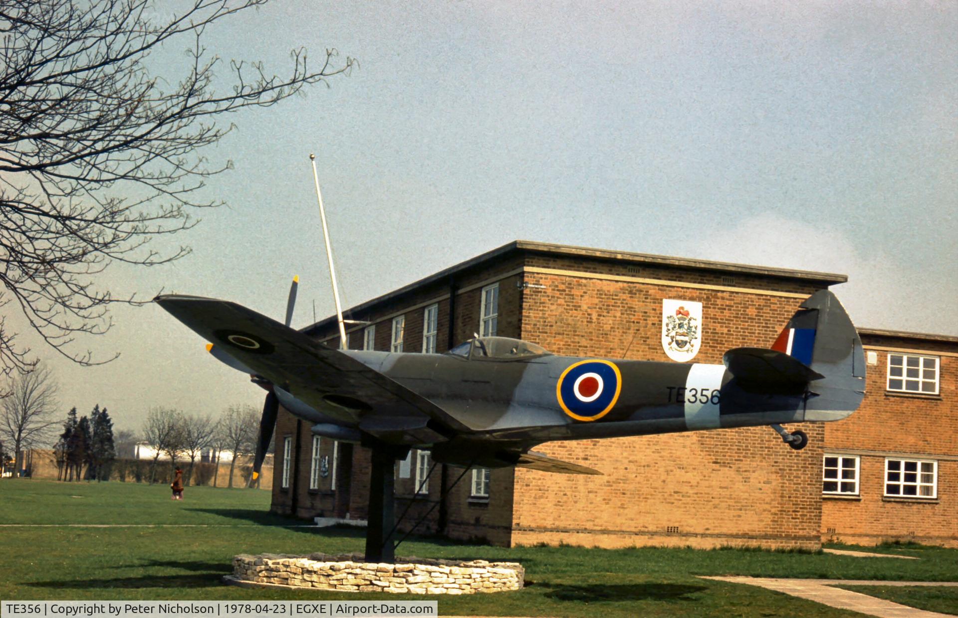 TE356, 1945 Supermarine 361 Spitfire LF.XVIe C/N CBAF.11470, Spitfire LF.XVIe on display at Leeming until 1986.