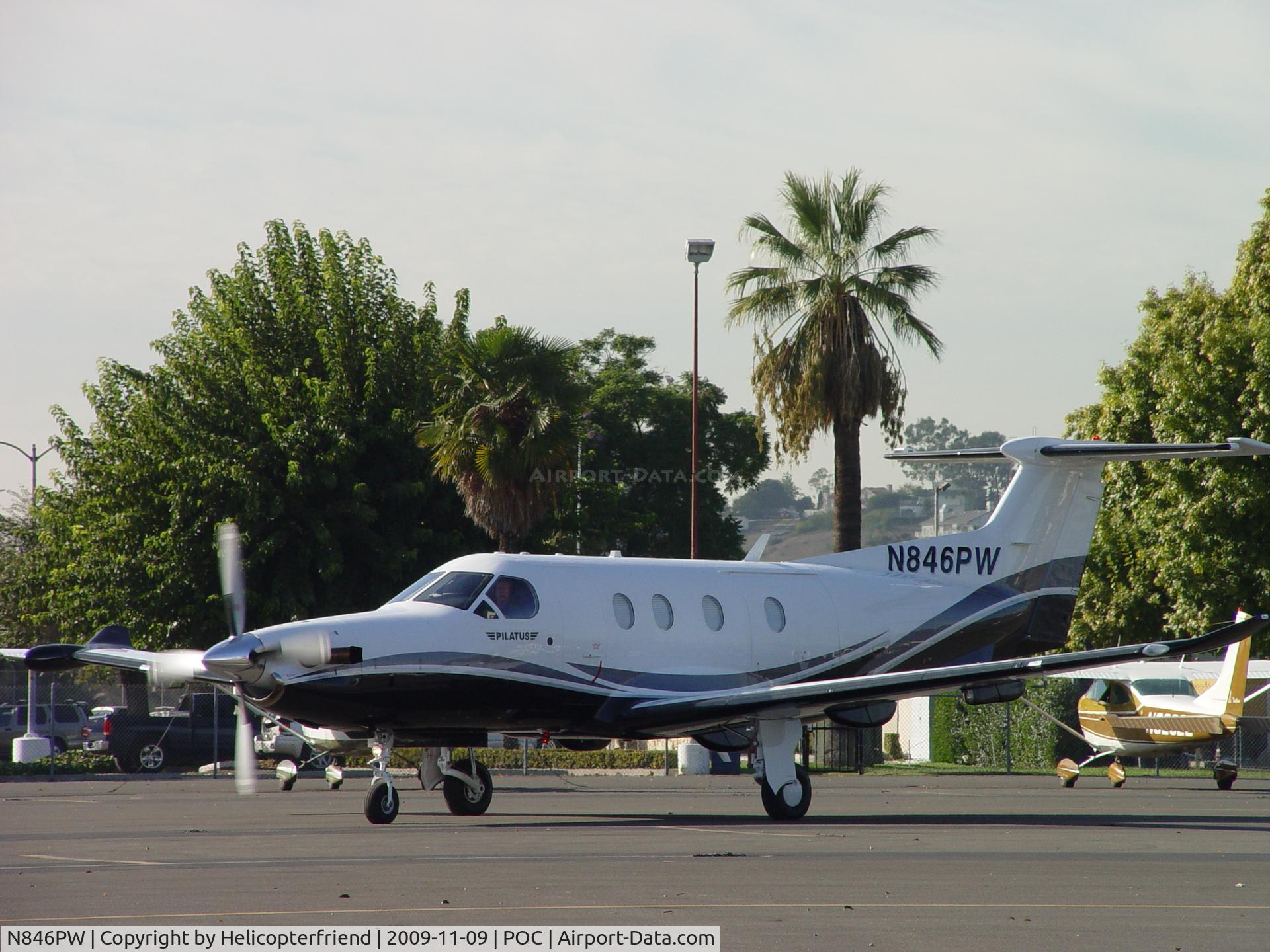 N846PW, 2007 Pilatus PC-12/47 C/N 846, Entering transient parking area by fuel pumps