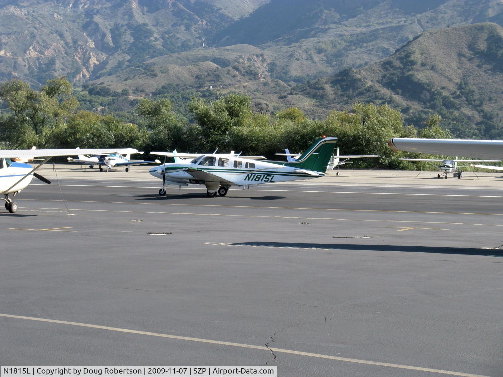 N1815L, 1976 Beech 58P Baron C/N TJ-63, 1976 Beech 58P BARON, two Continental TSIO-520-LB1C 310 Hp each, air from turbosuperchargers pressurizes cabin to 3.6 psi differential, taxi