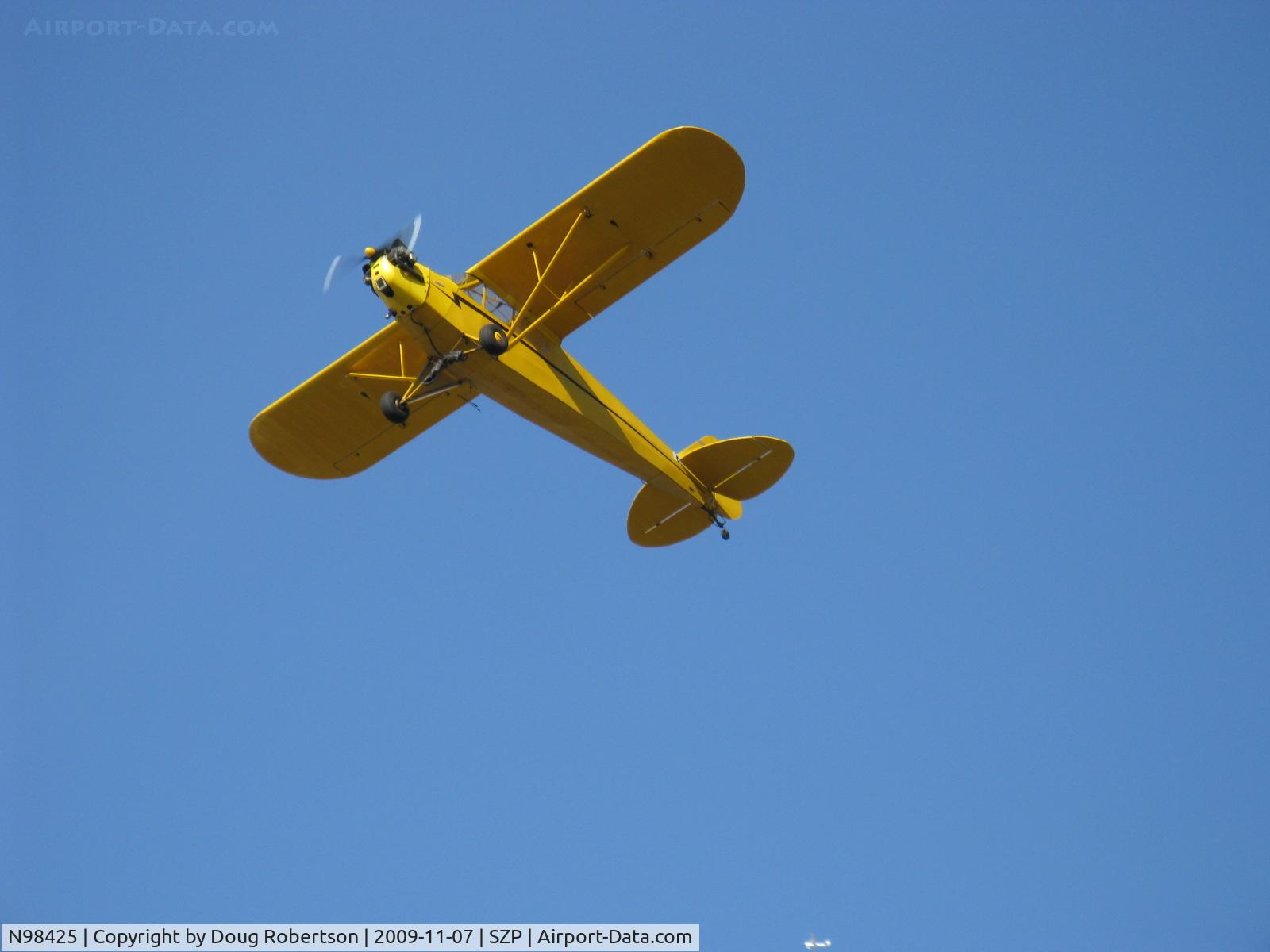 N98425, 1946 Piper J3C-65 Cub Cub C/N 18612, 1946 Piper J3C-65 CUB, Continental C90 90 Hp upgrade, takeoff climb #1 Rwy 22