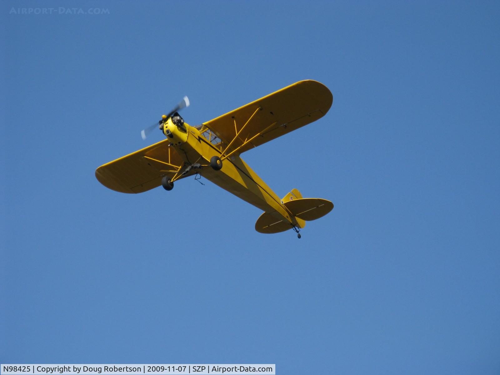 N98425, 1946 Piper J3C-65 Cub Cub C/N 18612, 1946 Piper J3C-65 CUB, Continental C90 90 Hp upgrade, takeoff climb #2 Rwy 22