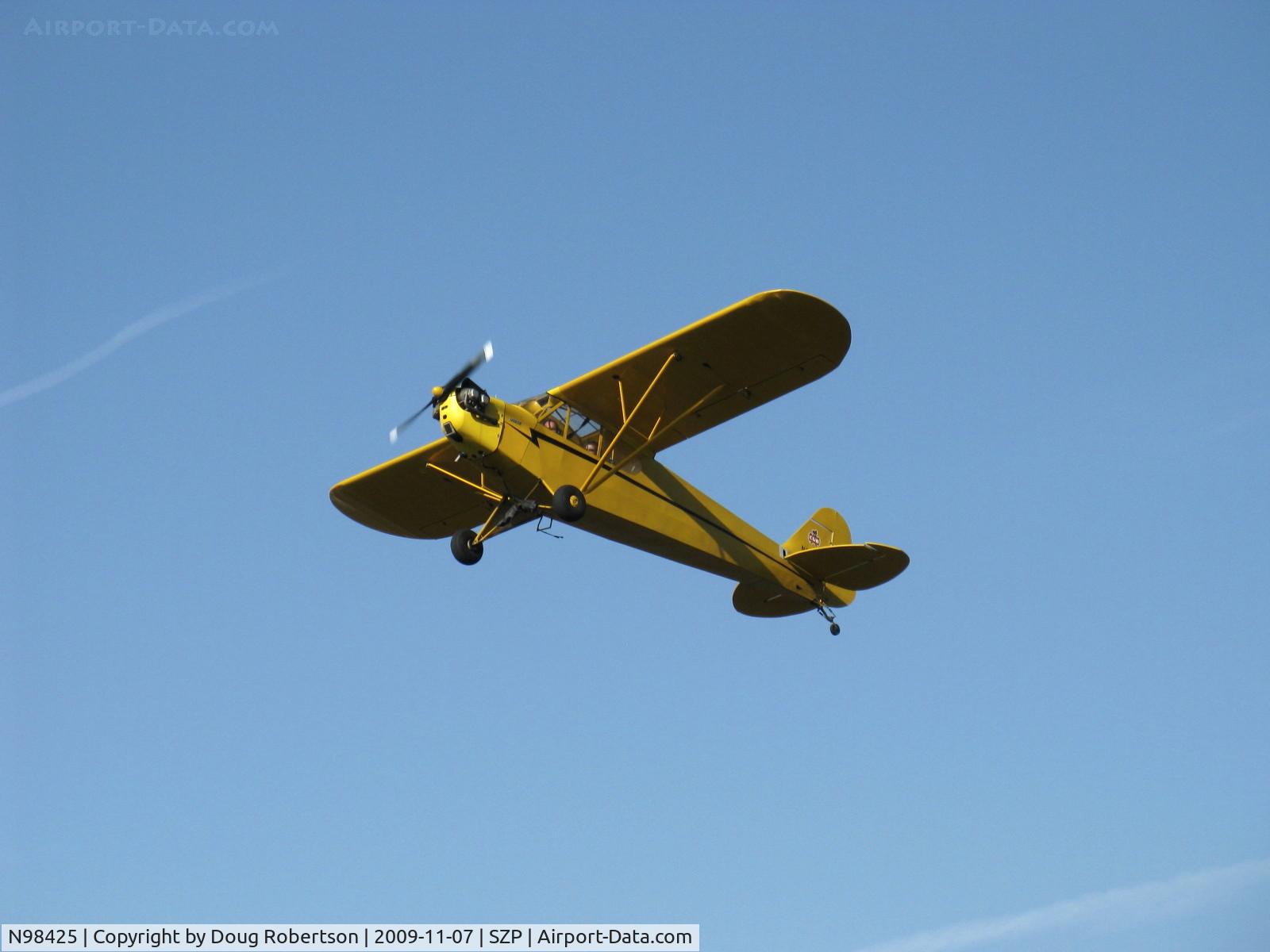 N98425, 1946 Piper J3C-65 Cub Cub C/N 18612, 1946 Piper J3C-65 CUB, Continental C90 90 Hp upgrade, takeoff climb #3 Rwy 22