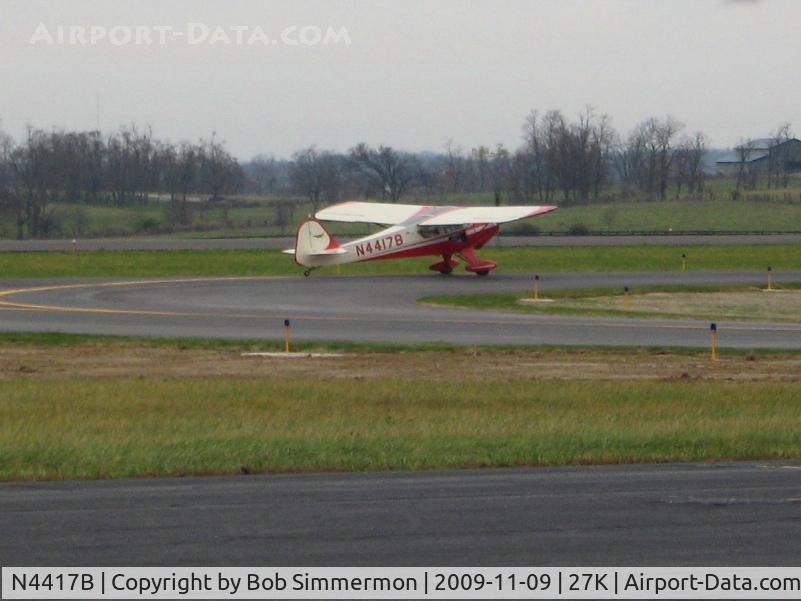 N4417B, Taylorcraft F21B C/N F-1507, On the taxiway for 21 at Georgetown, Kentucky.