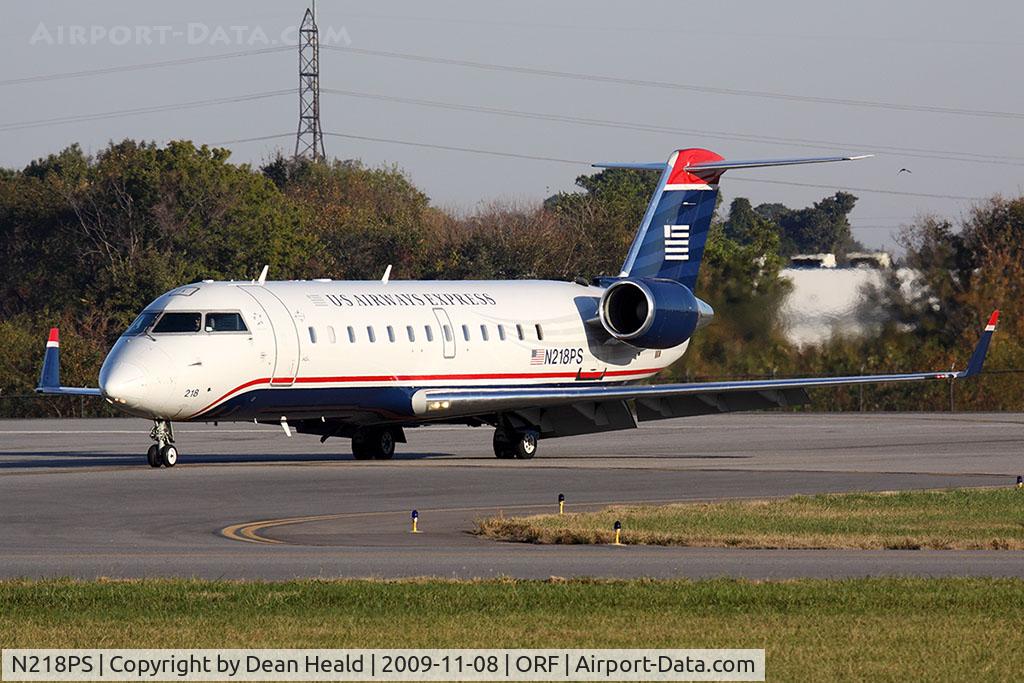 N218PS, 2003 Bombardier CRJ-200ER (CL-600-2B19) C/N 7885, US Airways Express (PSA Airlines) N218PS (FLT JIA328) exitting RWY after arrival from Charlotte/Douglas Int'l (KCLT).