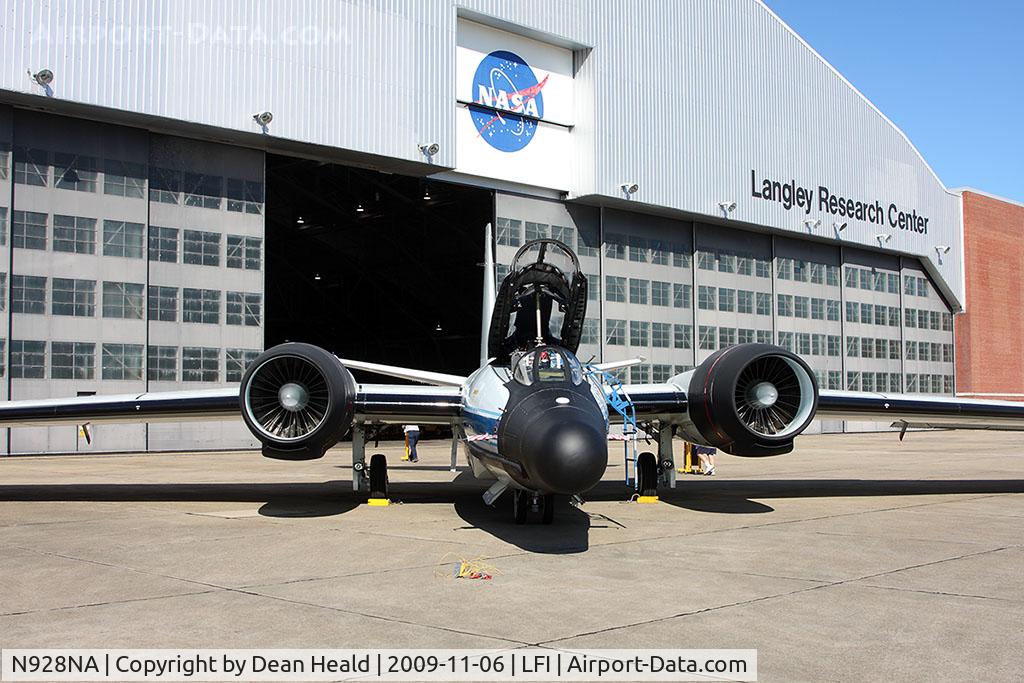 N928NA, Martin WB-57F Canberra C/N 119, Martin WB-57F Longwing Canberra N928NA on the ramp in front of the NASA Langley Research Center hangar. This aircraft was previously 63-13298 when with the USAF and 52-1536 as an RB-57F prior to conversion.