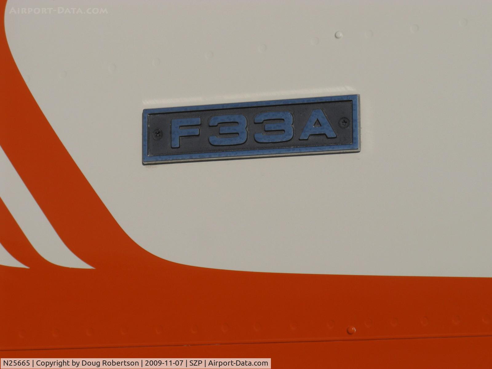 N25665, 1973 Beech F33A Bonanza C/N CE-459, 1973 Beech F33A BONANZA, Continental IO-520-BA 285 Hp, long fuselage 6 place cabin version, logo