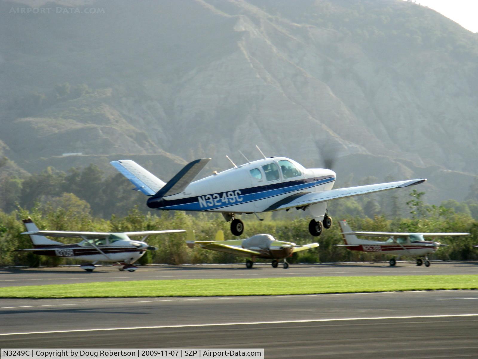 N3249C, 1954 Beech E35 C/N D-3914, 1954 Beech E35 BONANZA, Continental E-225-8 225 Hp for takeoff, takeoff climb Rwy 22