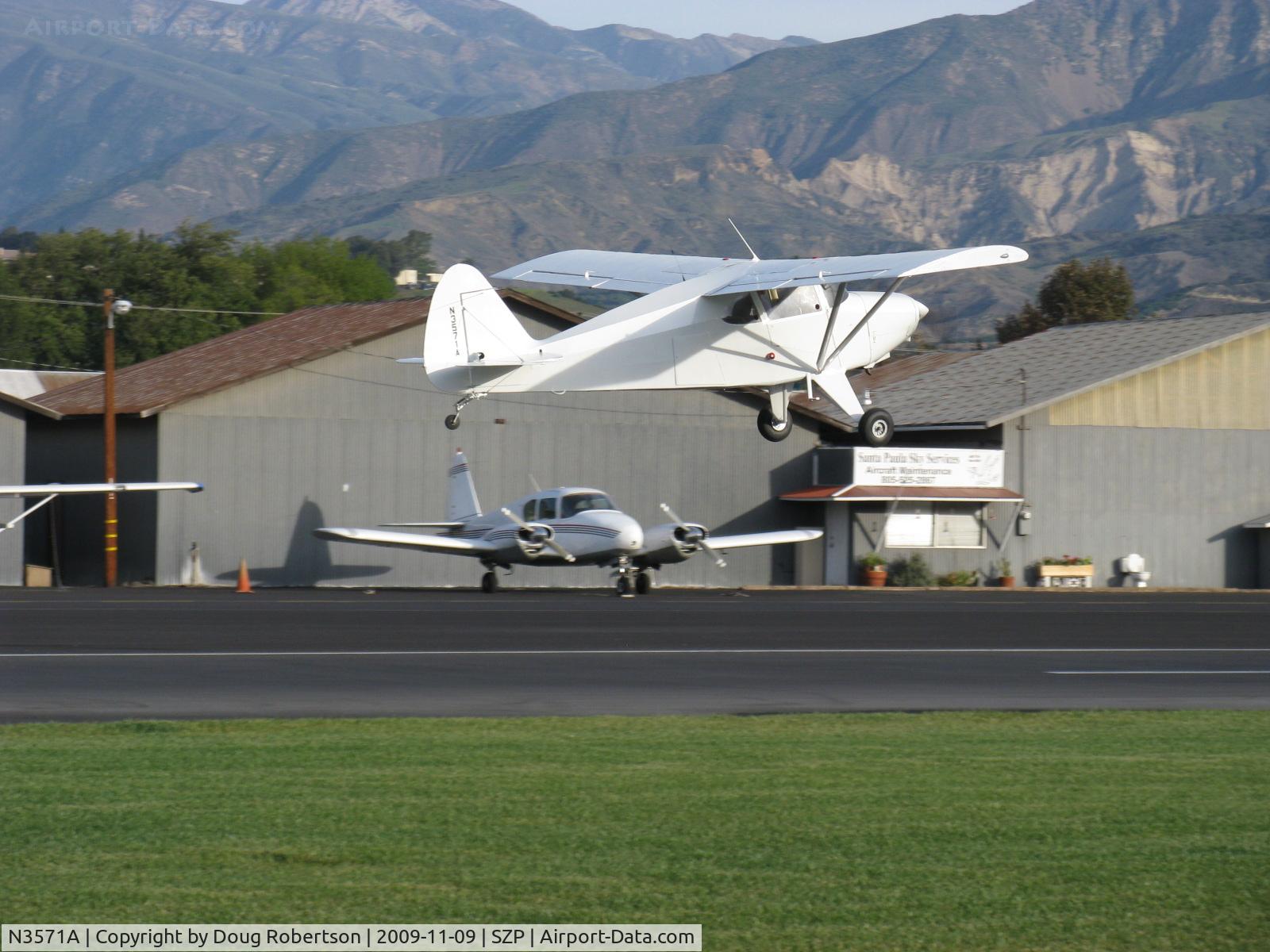 N3571A, 1953 Piper PA-22-135 Tri-Pacer C/N 22-1845, 1953 Piper PA-22-135 TRI-PACER, Lycoming O-290-D2 135 Hp, converted to taildragger, Hoerner Tips removed, recover & refinished, takeoff climb Rwy 04